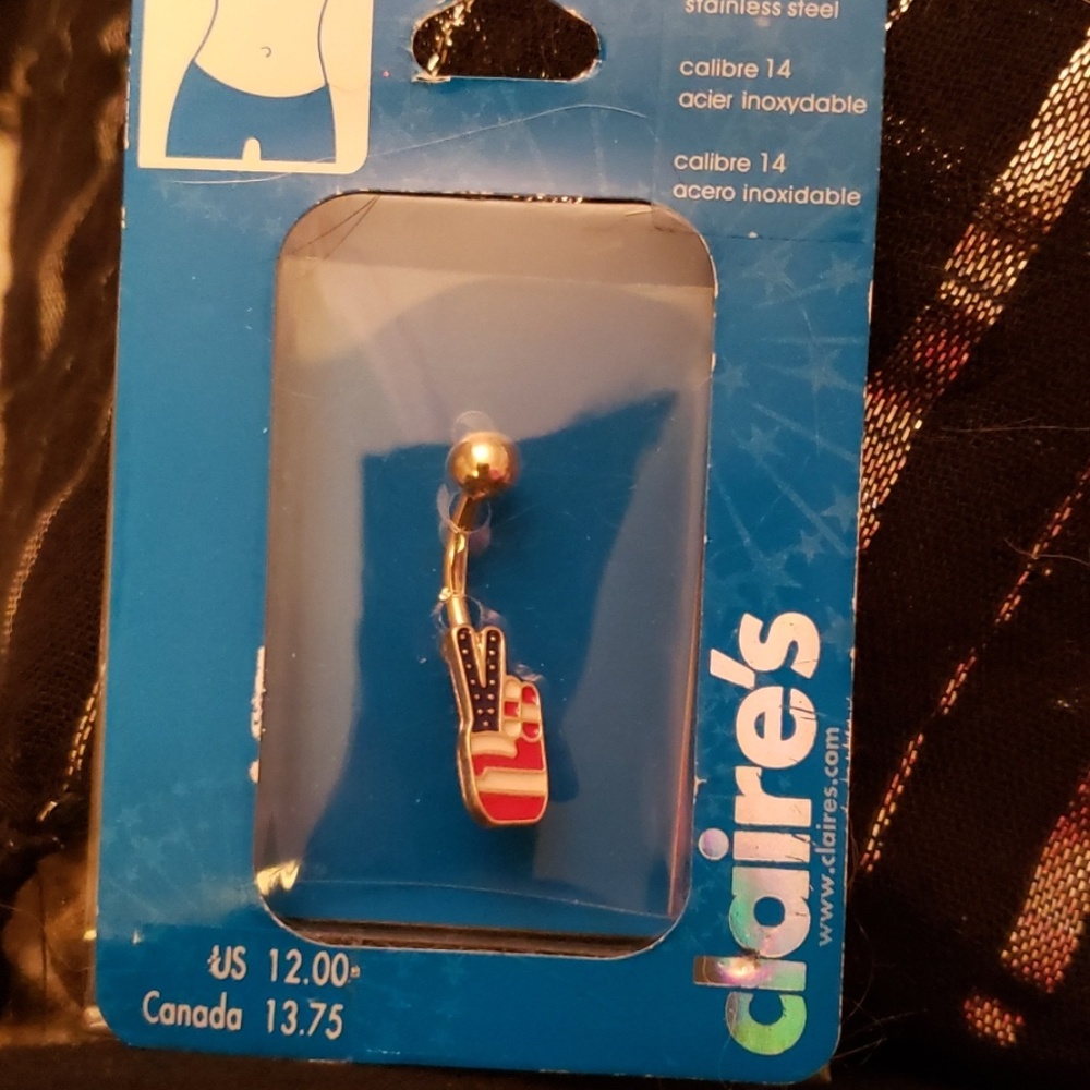 Claire's American Flag Peace Sign Belly Ring